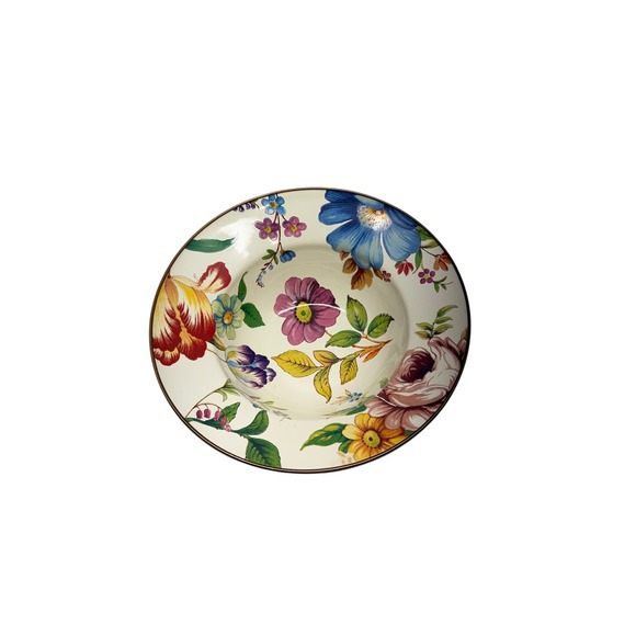 MacKenzie-Childs Other - MacKenzie-Childs Flower Market Serving Bowl White Enamel Floral 89220-95